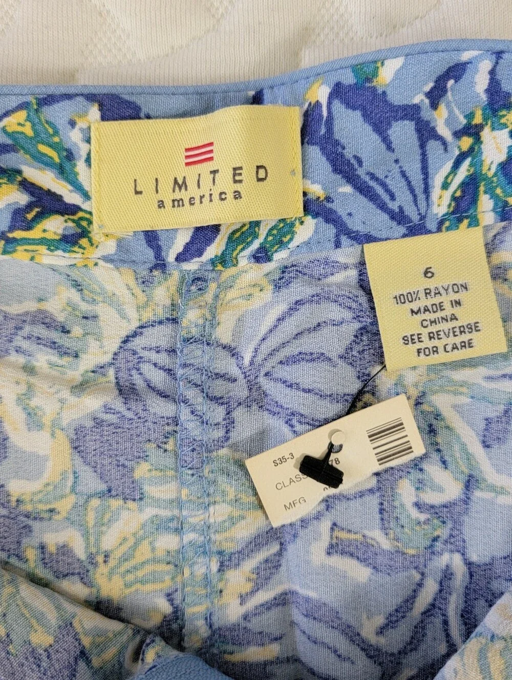NWT Vintage Limited America Blue Yellow Floral Skort Faux Wrap Size 6 No Stretch